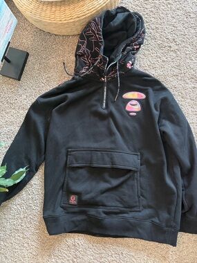 A BATHING APE - Black Hoodie with Pink Accent Graphic - Women's Sweatshirt